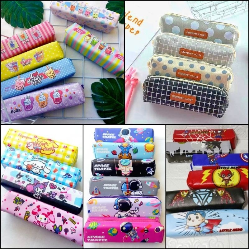 

(Grosir) 12 Pcs Tempat Pensil Lontong Karakter Kotak Pensil Zipper Kartun