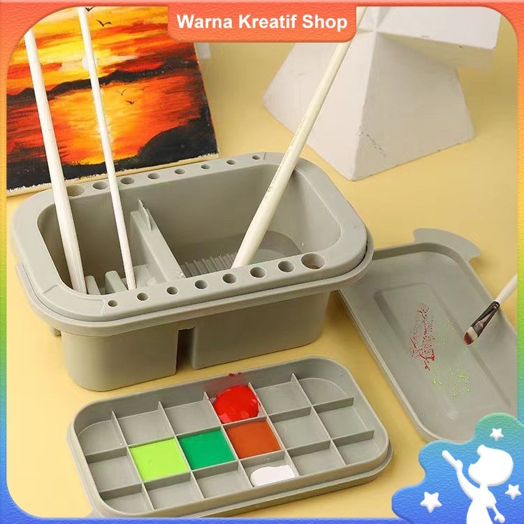 

Tempat Cuci Kuas Multifungsi 3-Piece Set dengan Palet, Ember, dan Tabung Cuci Kuas yang Dapat Menyimpan Kuas, Ember Cat, dan Ember Pembersih Kuas