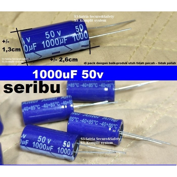 1000uf 50v Elko 1000UF 50V elco 50v1000uf biru 1000 uf  50 v 50vol 50volt antel 1000uF 50V 1000uF50V