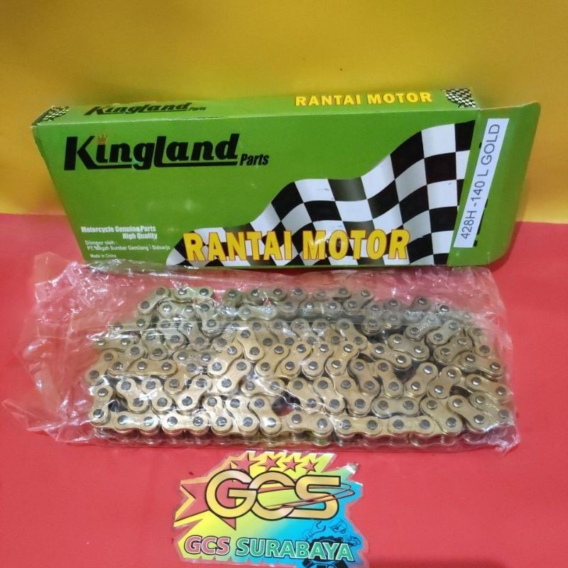 rantai motor,rantai 428H-140L warna gold  kuning emas kingland