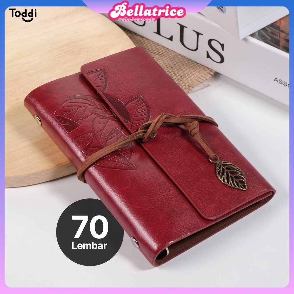 

Toddi PHANTACI Buku Catatan Binder Kulit Retro Leaf Kertas B7 - BSD666