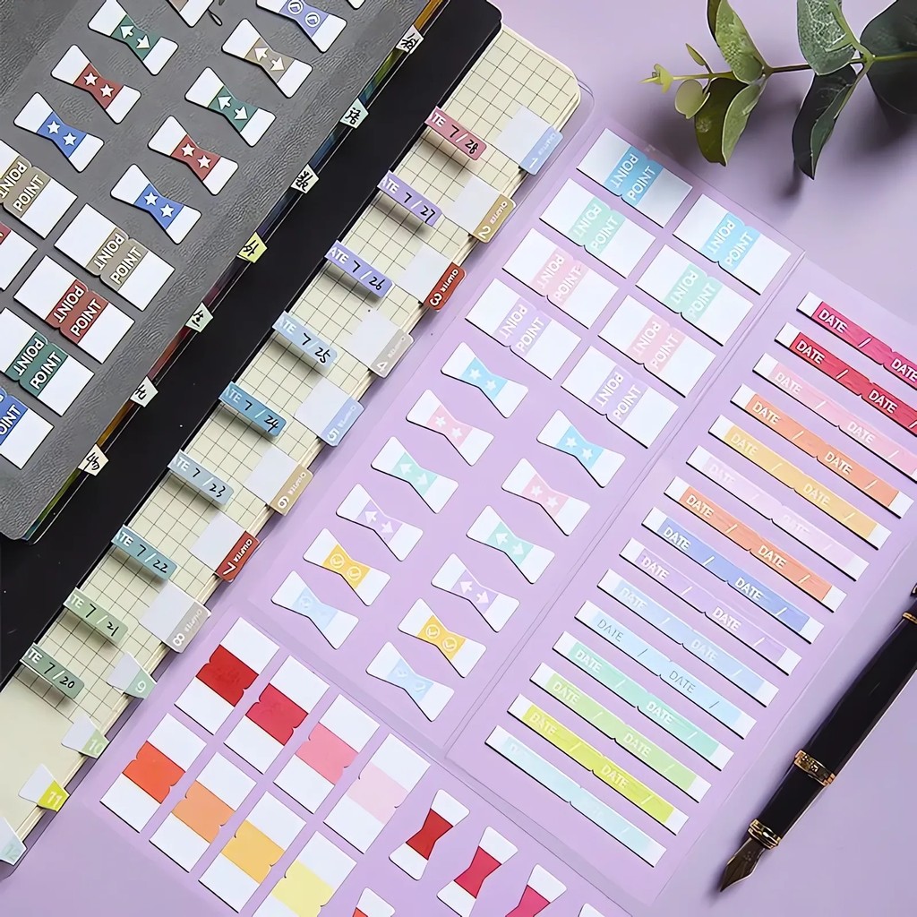 

Macaron Retro Index Sticker Tab Pack, Page Point Marking Labels, Calendar Schedule Memo Flag Sticker Tab for Office School