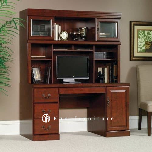 Meja Kerja Eksekutif Dengan Rak Buku Clinton - Kayu Jati