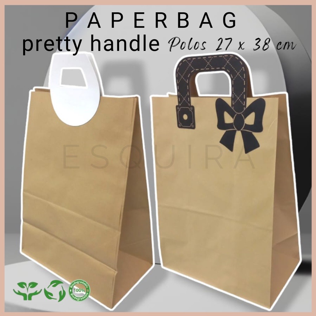 

(ECO) Paper bag Kraft Polos / Kantong Kertas Takeaway Pakaian Makanan Kue / 5 PCS / PB271638