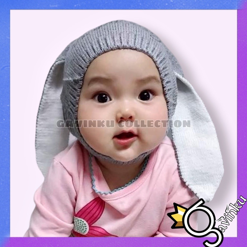 Topi Kupluk Rajut Bayi Kelinci Laki Laki Perempuan Baru Lahir Newborn Lucu Murah Umur 4 5 6 7 8 9 10
