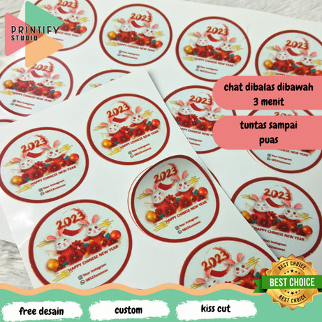 

Printify Print Stiker Label Imlek Ucapan Selamat Tahun Baru Sticker Imlek Custom Bulat Free Desain
