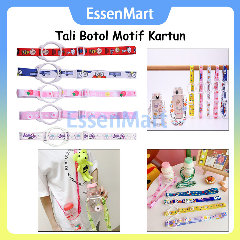 Tali Botol Motif Kartun / Tali Botol Minum Anak Gantungan / Tali Strap Botol Minum Gantungan Selempa