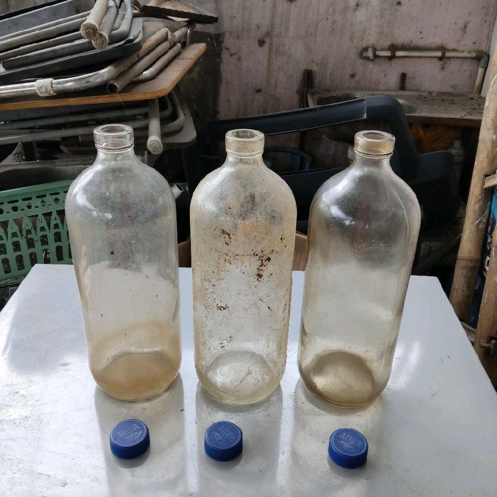 Botol Bensin Jamu Boles Donald Donal Kaca 1 Liter BEKAS NORMAL LAYAK PAKAI (Sudah Termasuk Tutup)