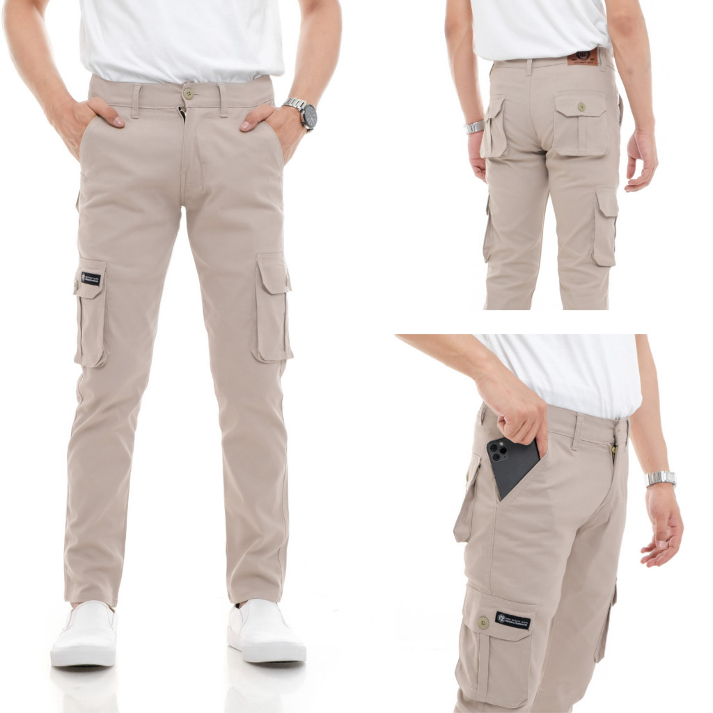 R2 Celana Panjang Cargo Pants Pria Bahan Cotton Twill Stretch