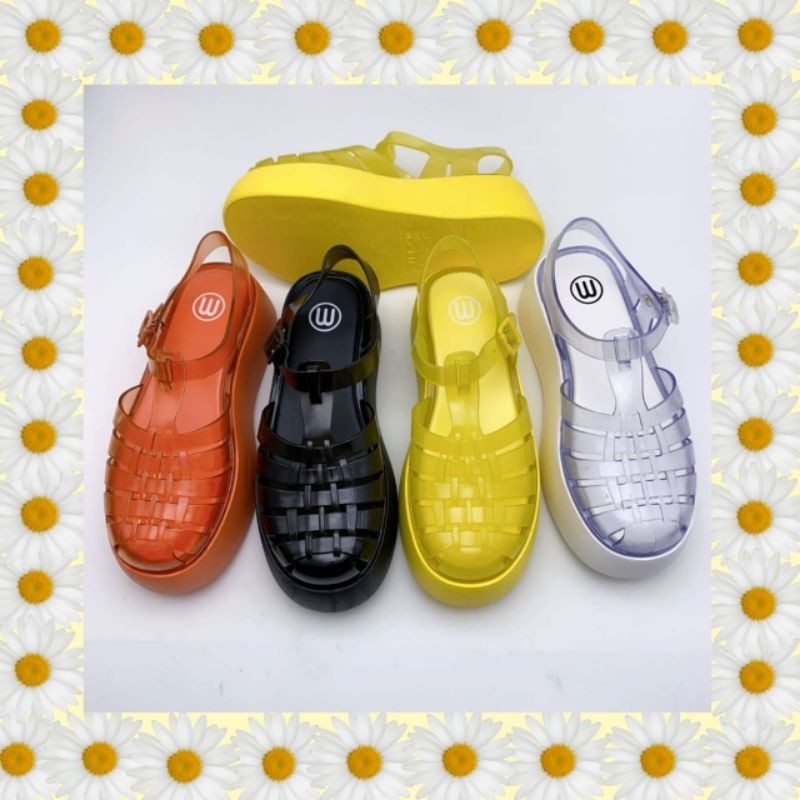 AMAISHOP Meisha wedges transparant/sandal wanita import hak tinggi/jelly shoes