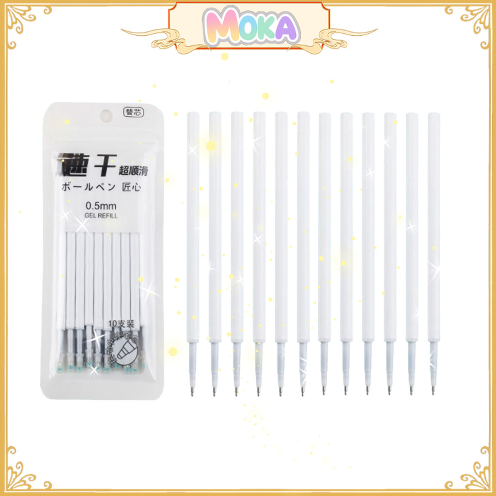 

MOKA Refill Gel Pen Isi 10 Pcs Dengan Ujung Pena Runcing Yang Presisi Anti Mleber MKA27