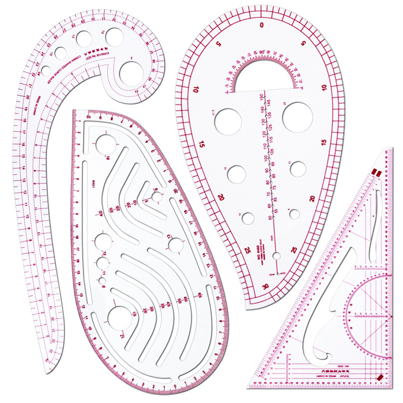 

4pcs Set Tailor Measuring Ruler Kit DIY Tailor Patterns Sewing Drawing Quilting Tools Clothing Patchwork Cutting Curve Craft