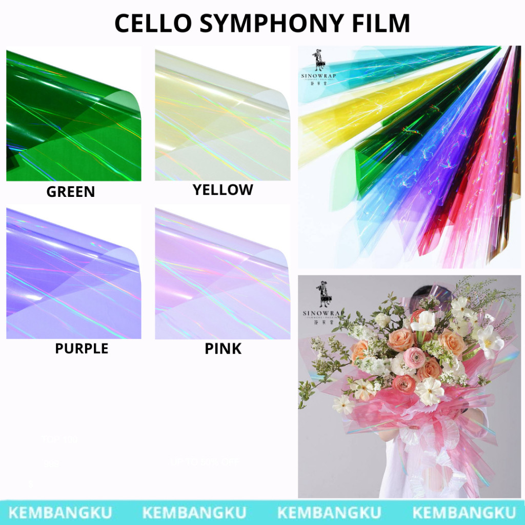

(PACK 15 lembar) Cellophane Symphony Film Flower Wrapping Kertas Buket Pelangi