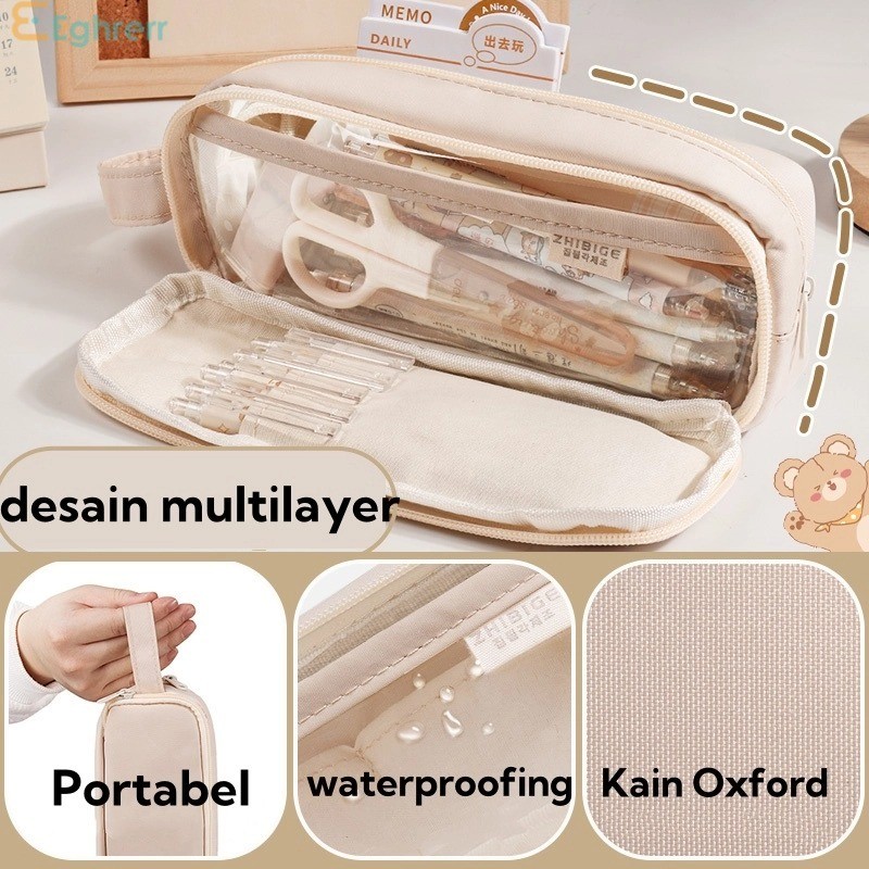 

New Eeghrerr Pencil Cases Large Capacity Pencil Bag Tas Pena Tempat Kotak Pensil AestheticPremium