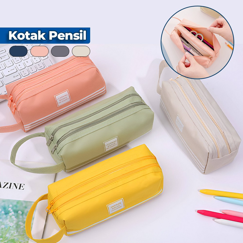 

New Tempat Alat Tulis Perlengkapan Sekolah 2 Sisi Dompet Pensil Stationery / Kotak Pensil Tempat Bolpen Pen Make Up Pouch Kosmetik Travel stockami A80Premium