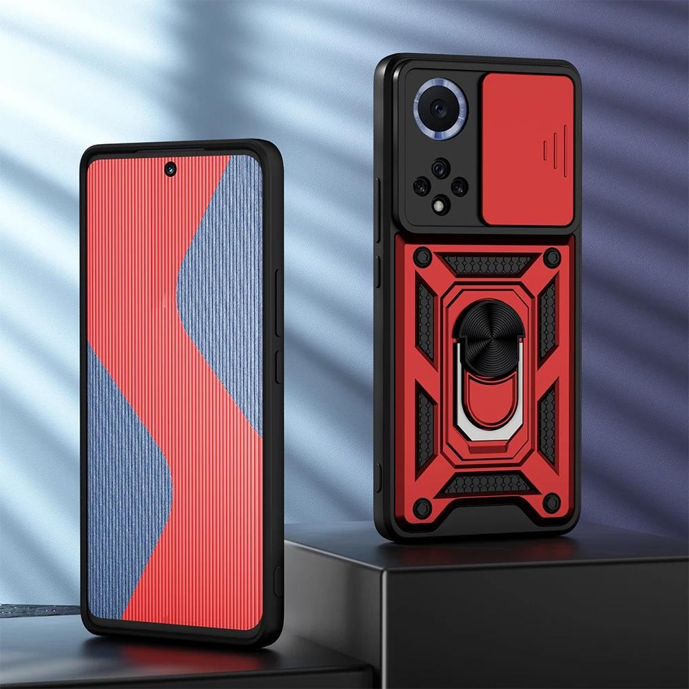New Phone casing  Huawei Honor 50 Slider Camera Protection Metal Armour Magnetic 360 Stand Holder Co