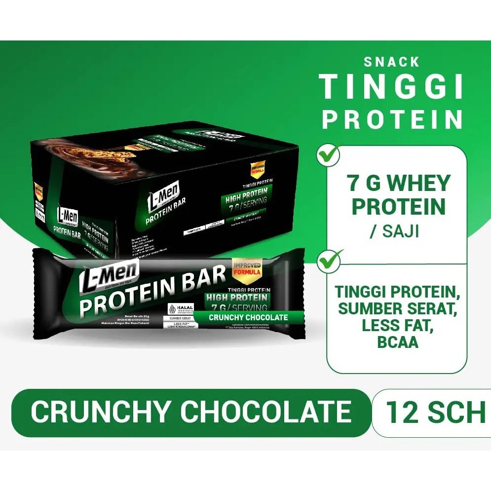 

L-Men Protein Bar Strongberry 12 Sachet - Camilan Rendah Lemak Tinggi Protein