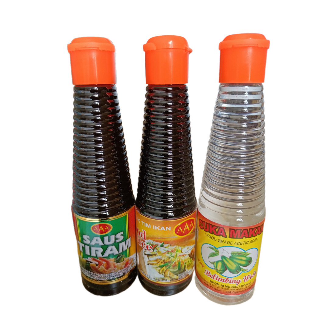 

Paket Isi 3 Botol AAA 140 ml - Saos tiram, Tim Ikan, Cuka Makan