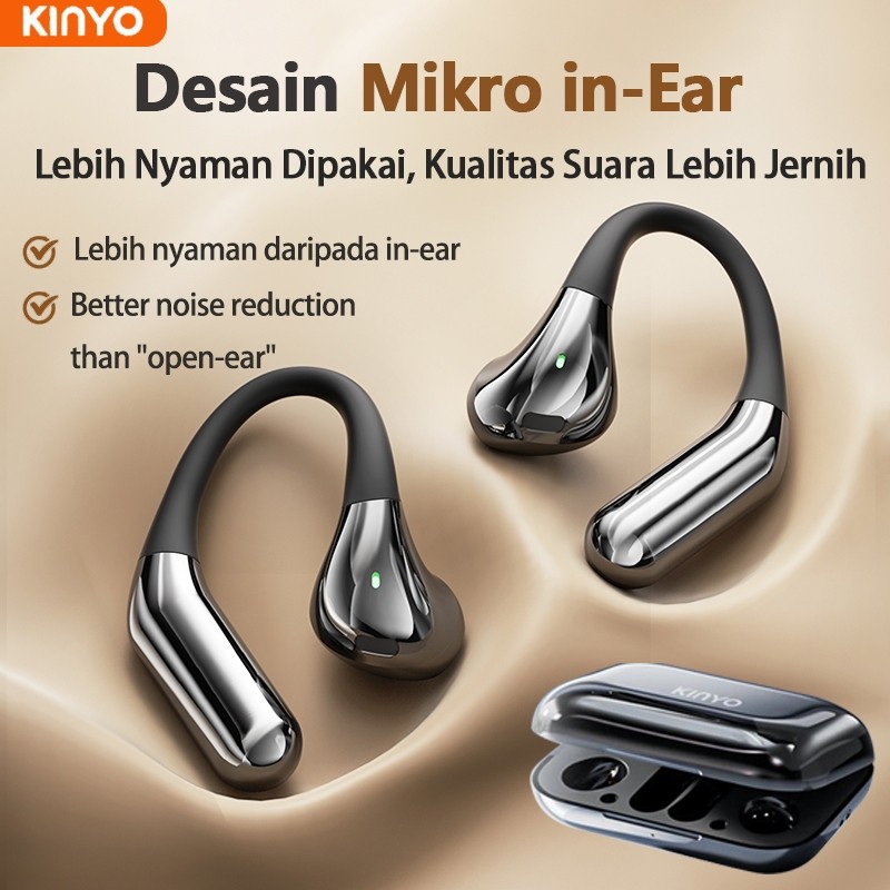 JH65FB Headset Bluetooth 5.4 KINYO AIR8 OWS Open-Ear Earhook Earphone Suara tidak mudah bocor Wirele