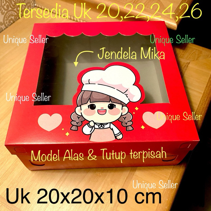 

[Isi10] Dus Box Kotak Hampers Merah CHEF 20x20x10 cm / Dus Box Kotak Lamaran 20x20 x 10 cm / Dus Box Kotak Roti Kue Tunangan Tingjing Imlek Merah Motif 20x20x10 cm / Dus Box Kotak Motif Lucu Uk 20 x 20 x 10 cm