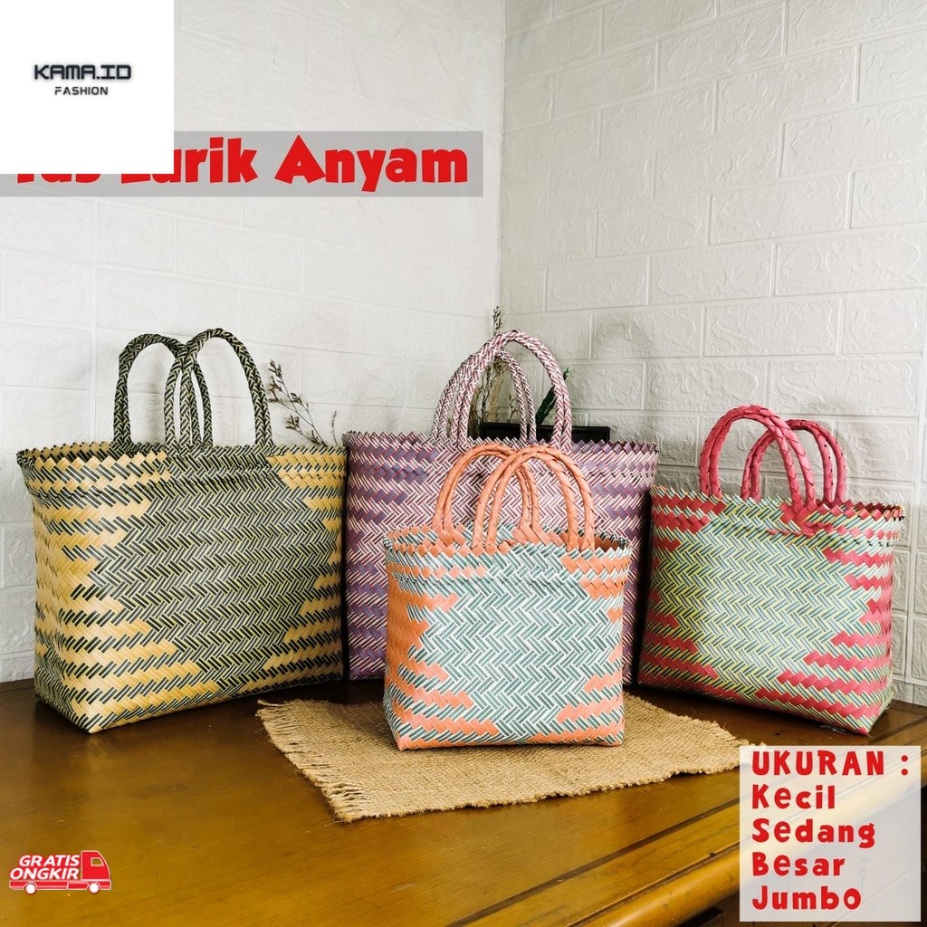 Anyaman Terkini / Tas lurik anyaman Tas keranjang anyaman Tas belanja Tas viral