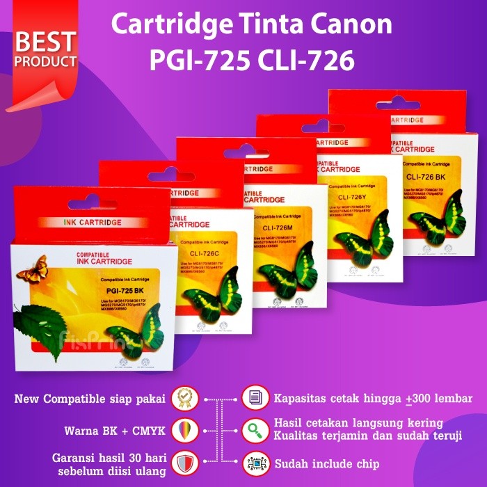 FixPrint Cartridge Tinta PGI 725 CLI 726 Canon MX886 MX897 MG5170 iP4870 iX6560
