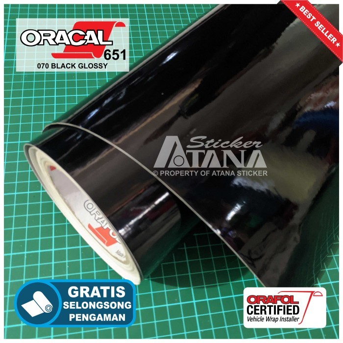 Skotlet Hitam Glossy Oracal 651 Stiker Black Gloss Metalik Decal Mobil
