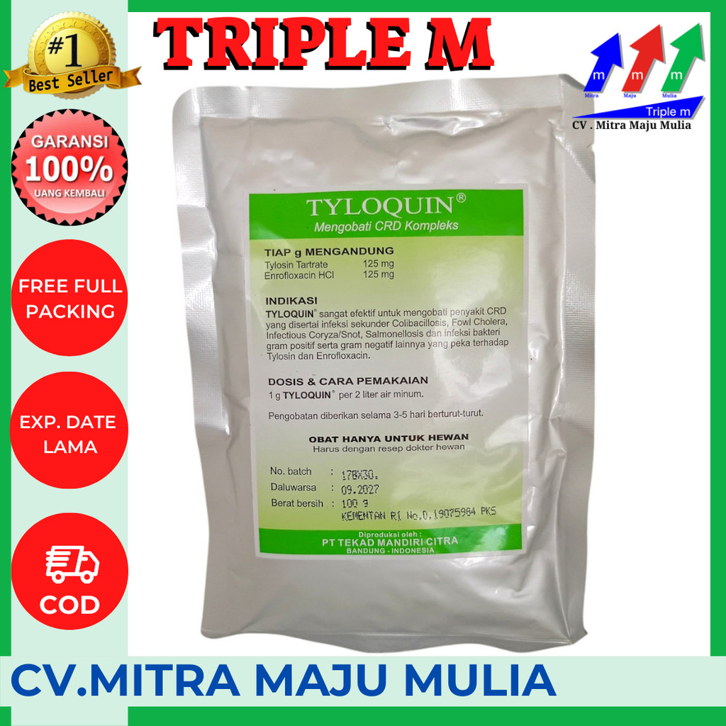 Tyloquin 100 gram CRD Kompleks - Obat Saluran Pernafasan Pencernaan dan Kemih Ayam