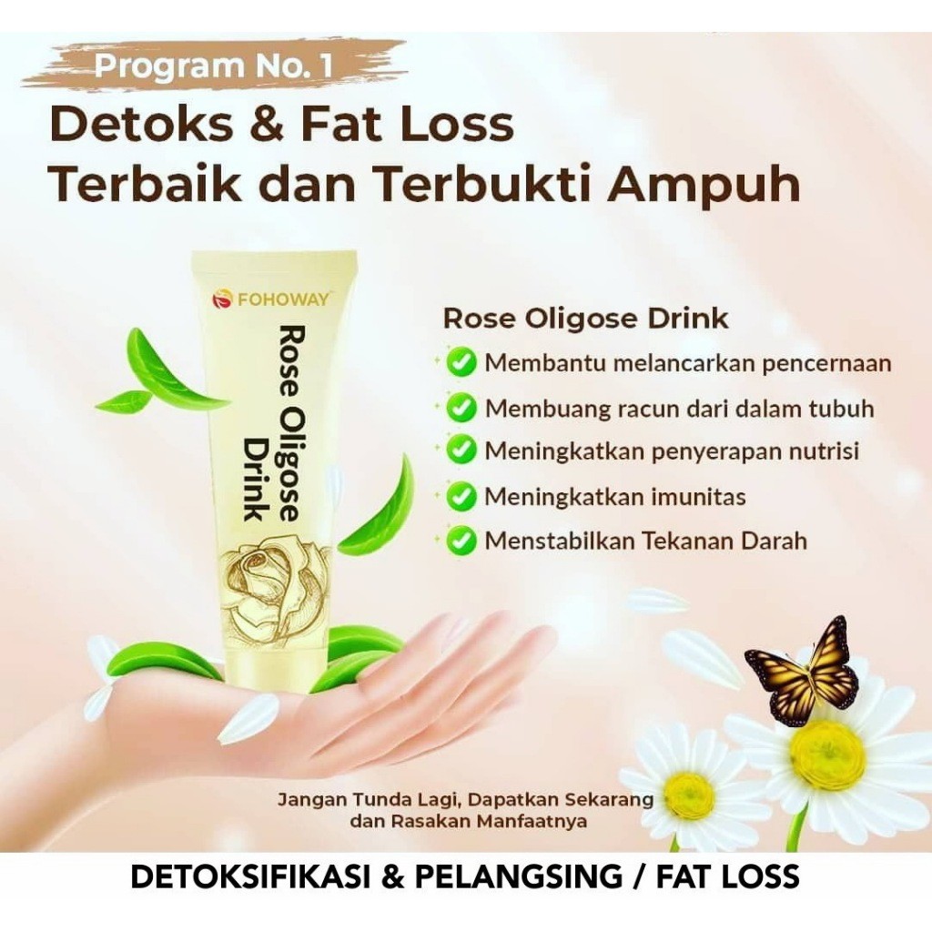 ROSE OLIGOSE DRINK Fohoway Detox Fatloss Pelangsing Detoksifikasi Pencernaan Prebiotik