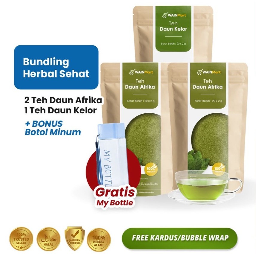 

(Ready Stock) Paket Ekonomis Anti Kolesterol (2 Teh Afrika + 1 Teh Kelor) FREE MY BOTTLE
