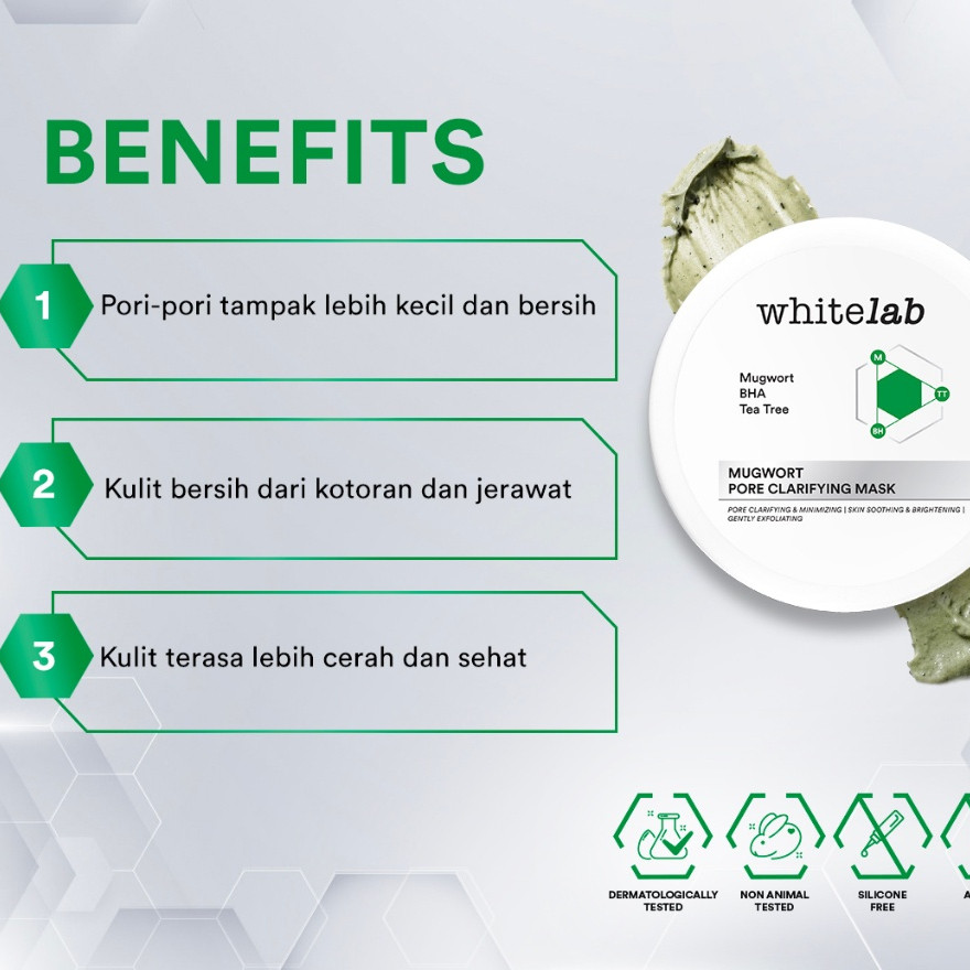 Whitelab Mugwort Pore Clarifying Mask 60 gr BPOM [JB]
