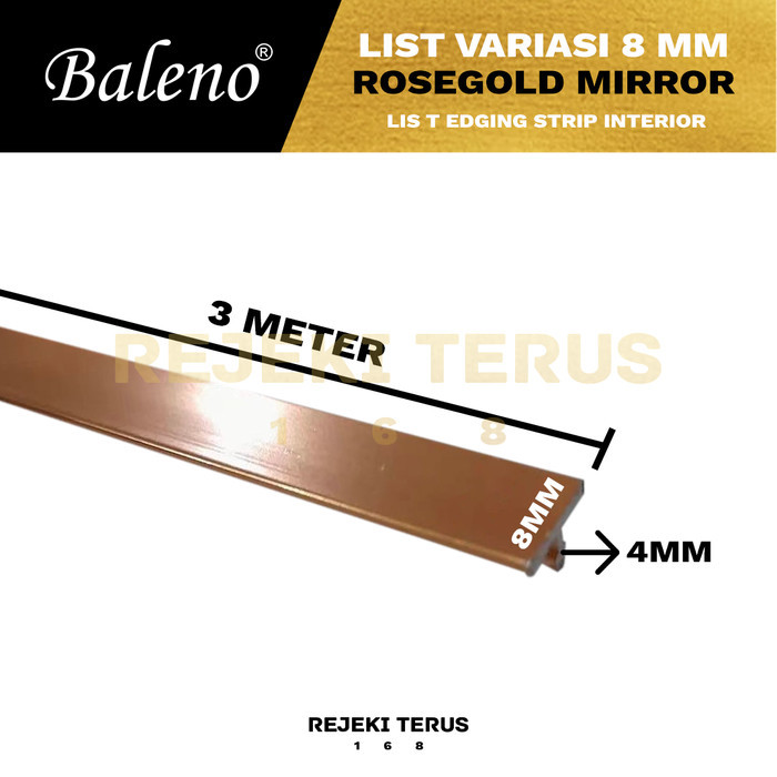 List Lis T Variasi 8 mm Rosegold Mirror Aluminium Edging Strip