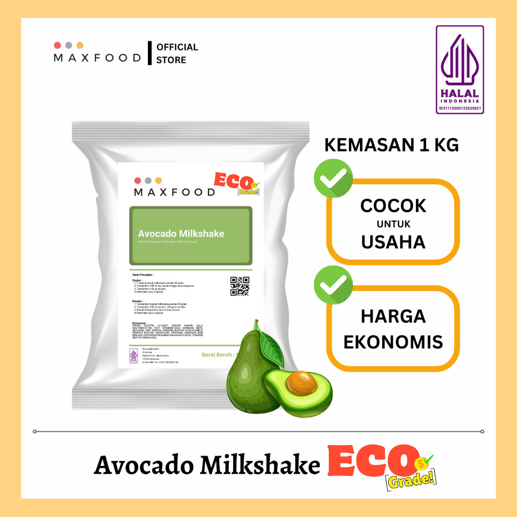 

[ECO] Avocado Milkshake Powder / Minuman Bubuk Rasa Alpukat Milkshake Ekonomis 1 KG