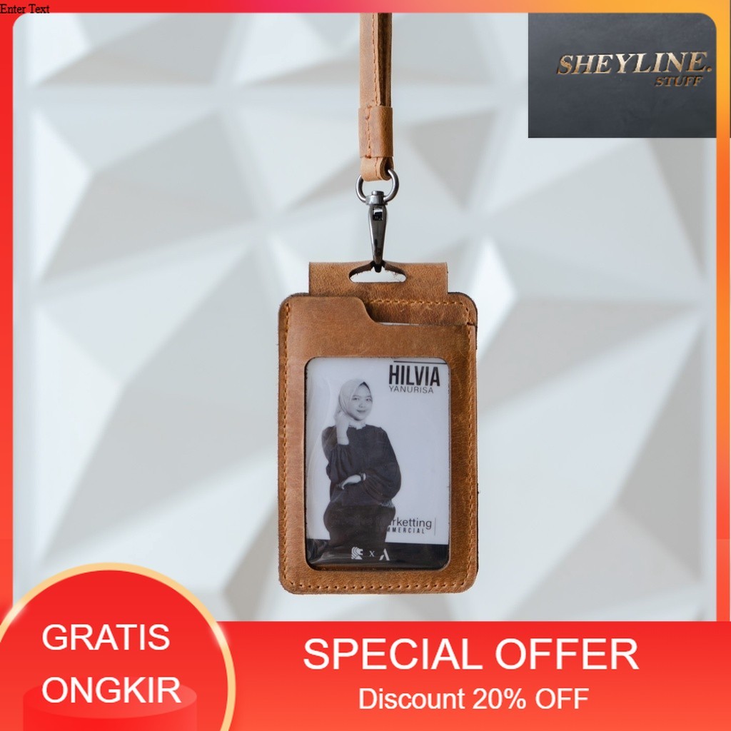 

Alona Leather Id card Name Tag Kulit Sapi Asli Berly landyard Papan Nama Model Kalung