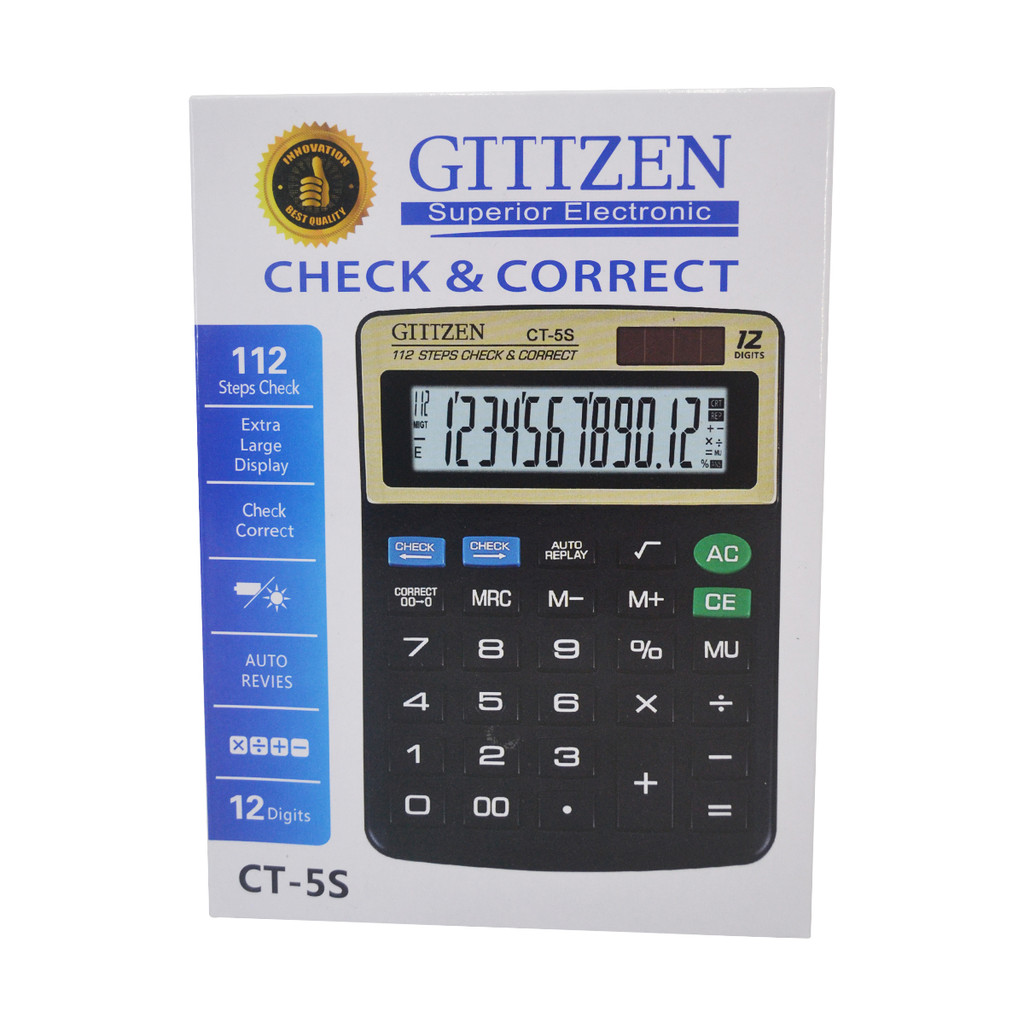 

GTTTZEN CT-5S KALKULATOR Calculator Check Correct Besar 12 Digits