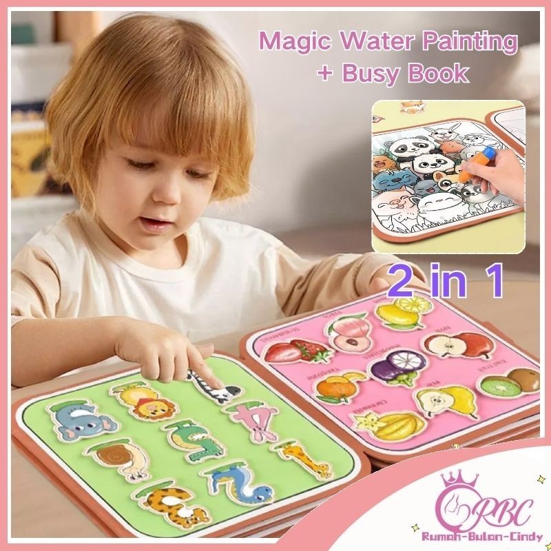 

【Penjual Lokal】2 in 1 Buku Magic Water Painting Reusable / Buku sobek velcro / Quiet Book Busy Book Activity Book / Buku Mewarnai / Buku bergambar Kreatif Edukasi Anak Montessorri