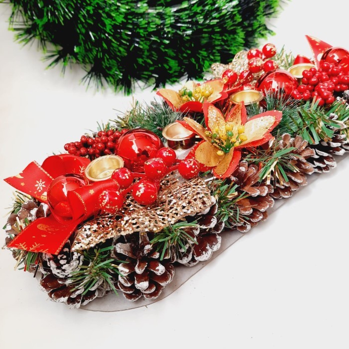 

Tempat Lilin Natal Besar Dekorasi Kado Natal Hiasan Christmas Krans - 4 LILIN AB-6084