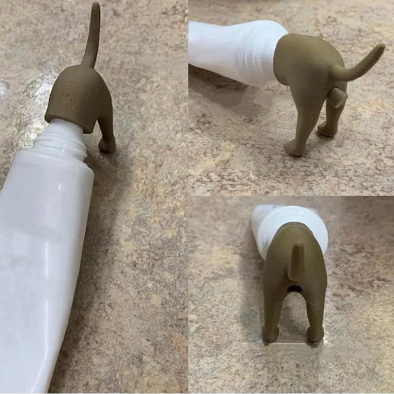 

Creative Toothpaste Squeezer Pooping Dog Butt Toothpaste Cap Holder Dispenser for Home Bathroom Accessories Funny Prank Gift