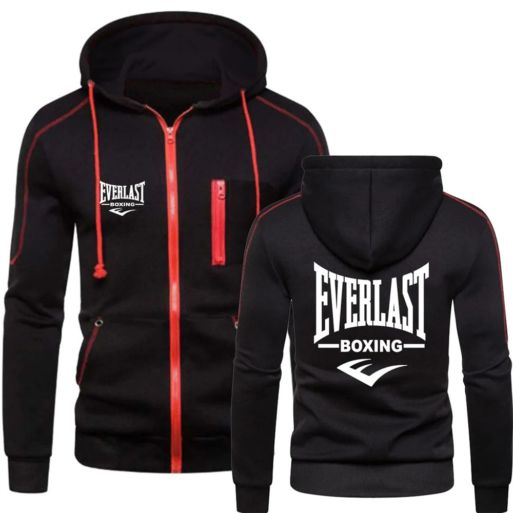 2024 New EVERLAST Men's Sportswear Fashion Zipper Hoodie Letter Printed Men's Sportswear Casual Warm