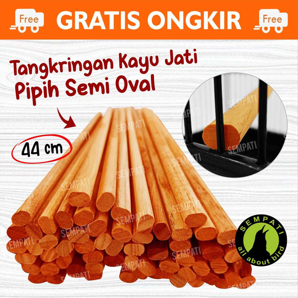 SEMPATI Tangkringan Kenari Semi Oval Kayu Jati Tangkringan Sangkar Burung Kenari Kandang Kotak Kayu 