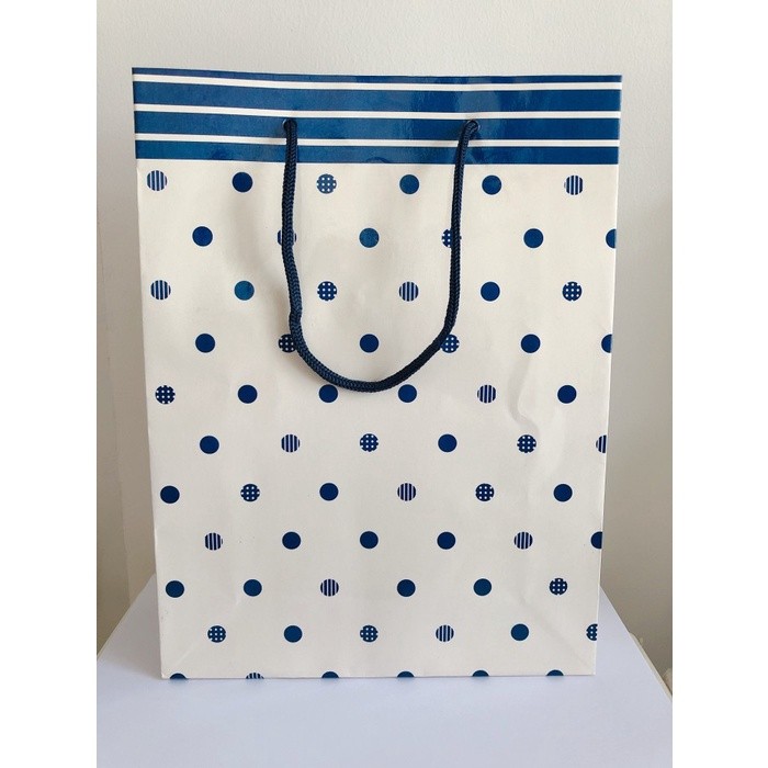 

Paper bag premium polkadot navy M