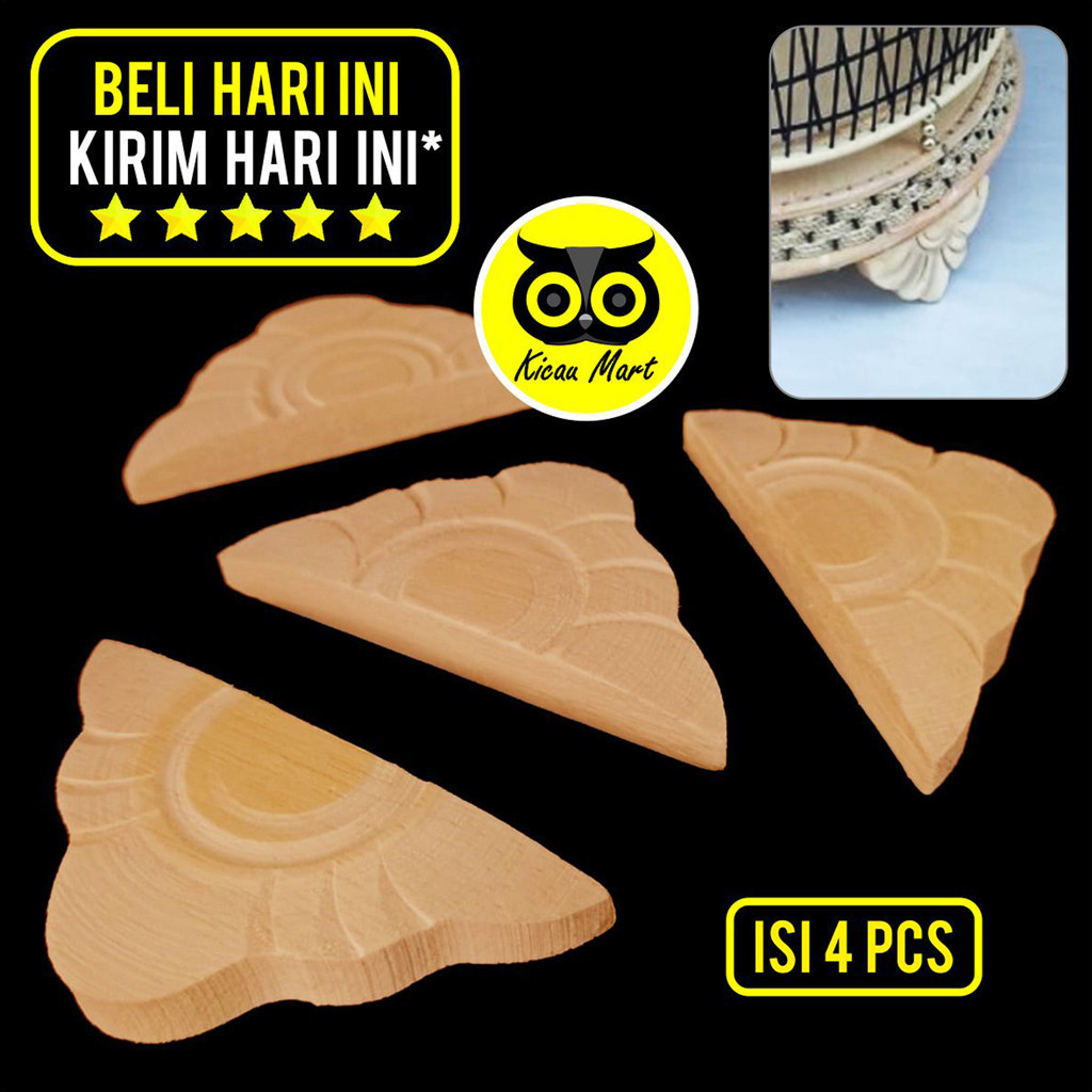 KICAU MART Aksesoris Sangkar Derkuku Kaki Kandang Perkutut Klasik Kayu Ukiran Satu Set Isi 4 Pcs Mah