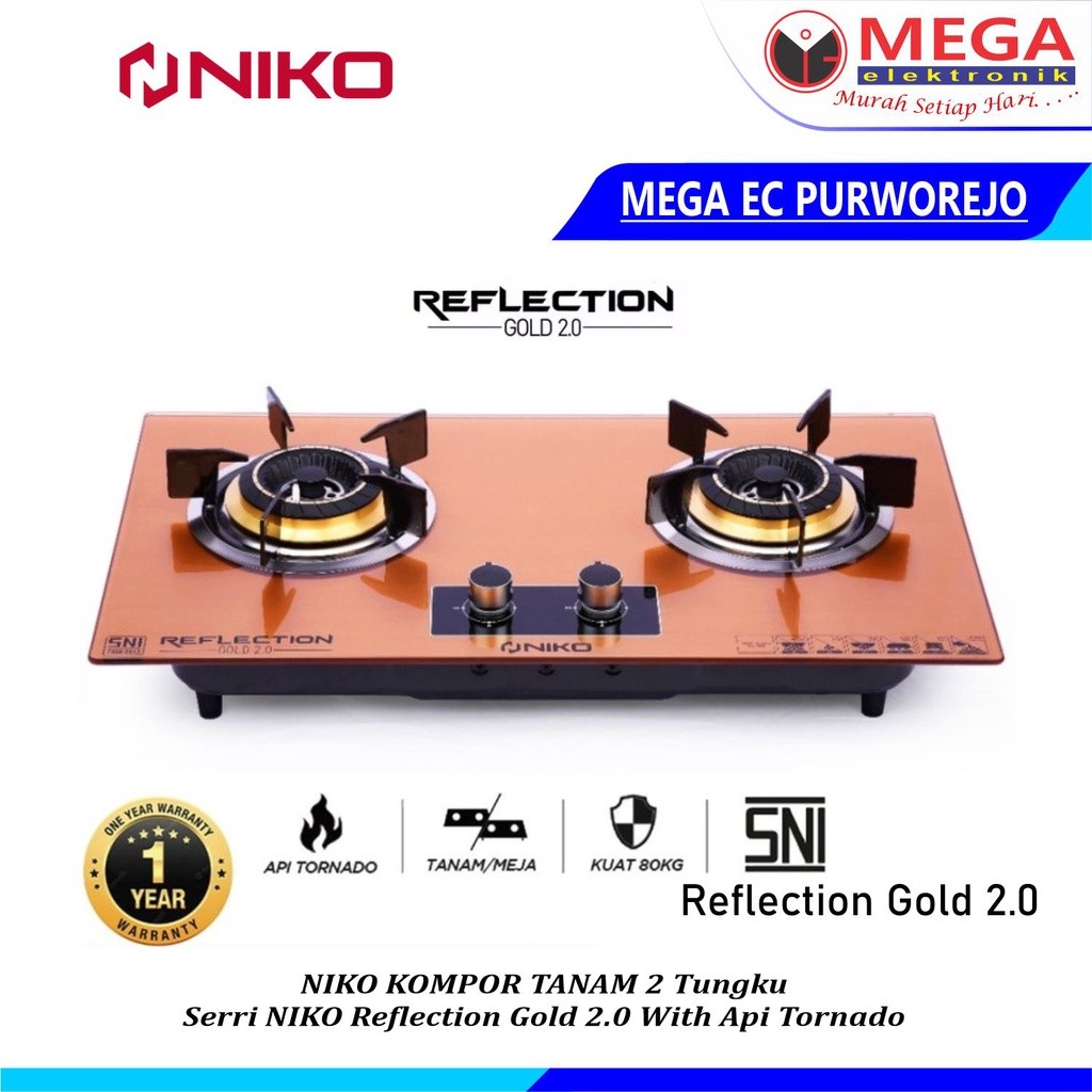 NIKO KOMPOR TANAM REFLECTION GOLD 2.0 2 TUNGKU NIK0 REFLECTION GOLD 2.0 KOMPOR GAS TANAM 2 TUNGKU TE