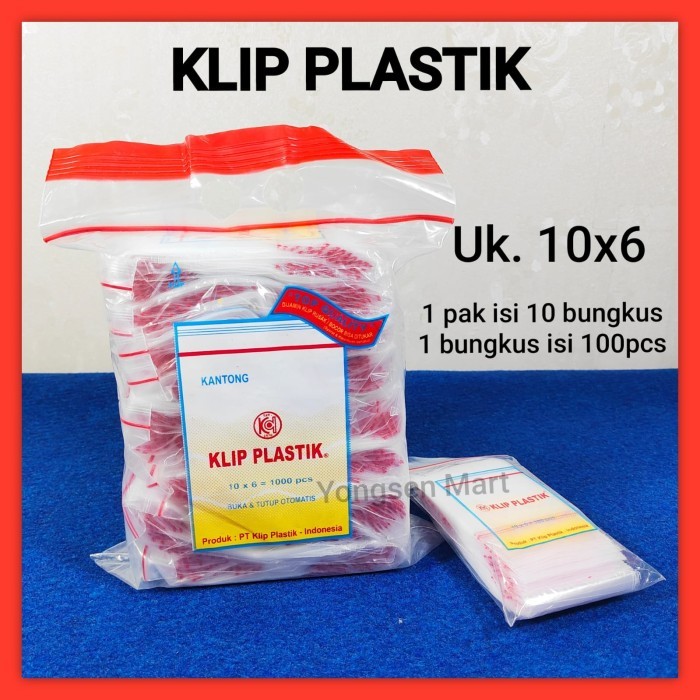 ( Harga 1 Pak ) Merk KLIP Plastik Klip kecil uk 10x6 cm plastik sambal saos obat, ziplock