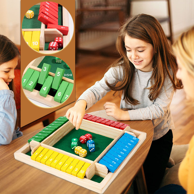 4 Warna Mainan Board Game Dadu Shut The Box Angka Shut The Box Board Game Permainan  Orang Tua-Anak