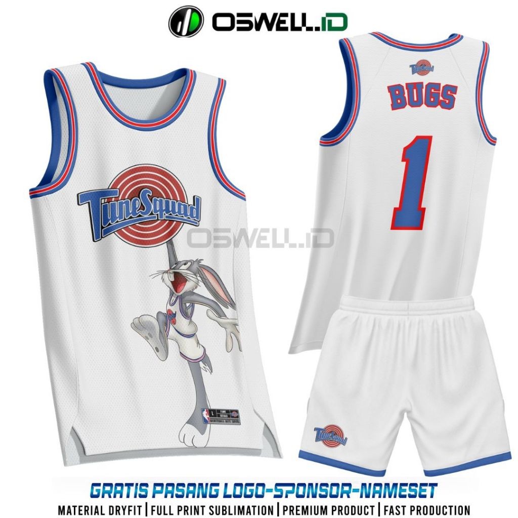 BAJU JERSEY / JERSY / KAOS / BAJU BASKET TUNE SQUAD #BUGS FREE CUSTOM FULL PRINTING PREMIUM