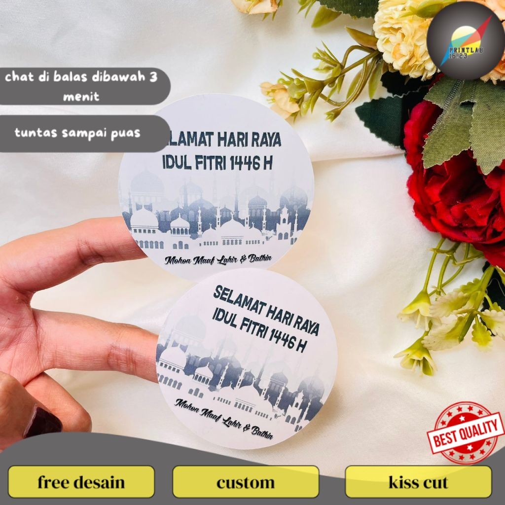 

PrintLab 2-4 Sticker Label Lebaran Stiker Selamat Idul Fitri Bulat Kue Kering Ramadhan Eid Fitri
