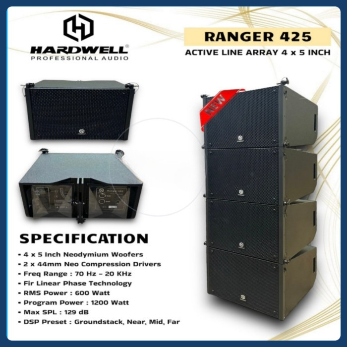 Speaker Line Array Aktif - Active Hardwell Ranger 425 / RANGER425 Panggung Konser 4 x5 inch Original