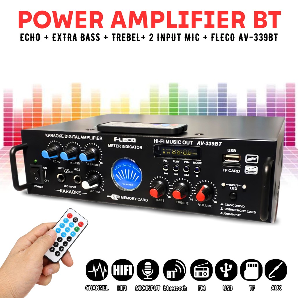 PROMO - Power Amplifier FLECO AV-339BT | Amplifier Bluetooth MINI Fleco Audio Power AV 339 BT 600W |