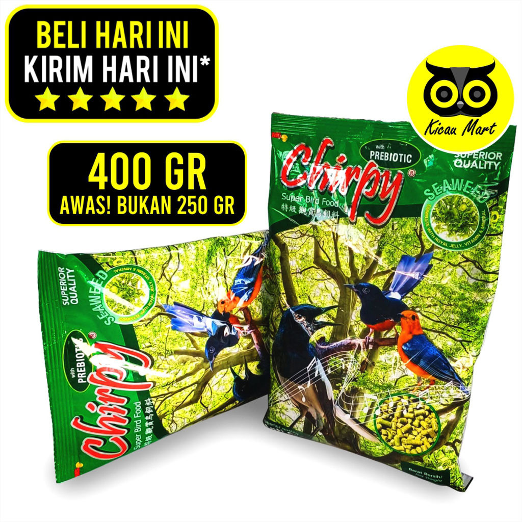 KICAU MART Chirpy Seaweed 400gr Chirpi Cirpi Hijau Rumput Laut Mini Pellet Pur Voer Pakan Makanan Bu